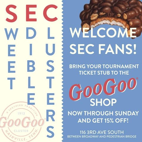 The Goo Goo Shop Welcomes SEC Tournament Fans to Nashville!